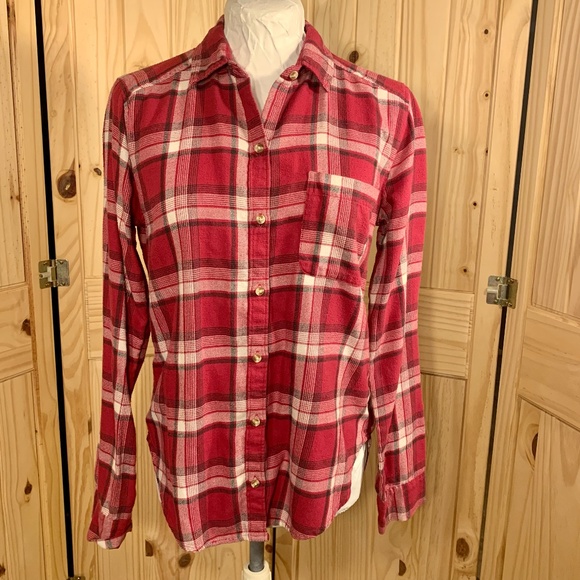 Hollister Tops - Hollister Pink & White Plaid Button Down Flannel Top,  Women's  Size Small